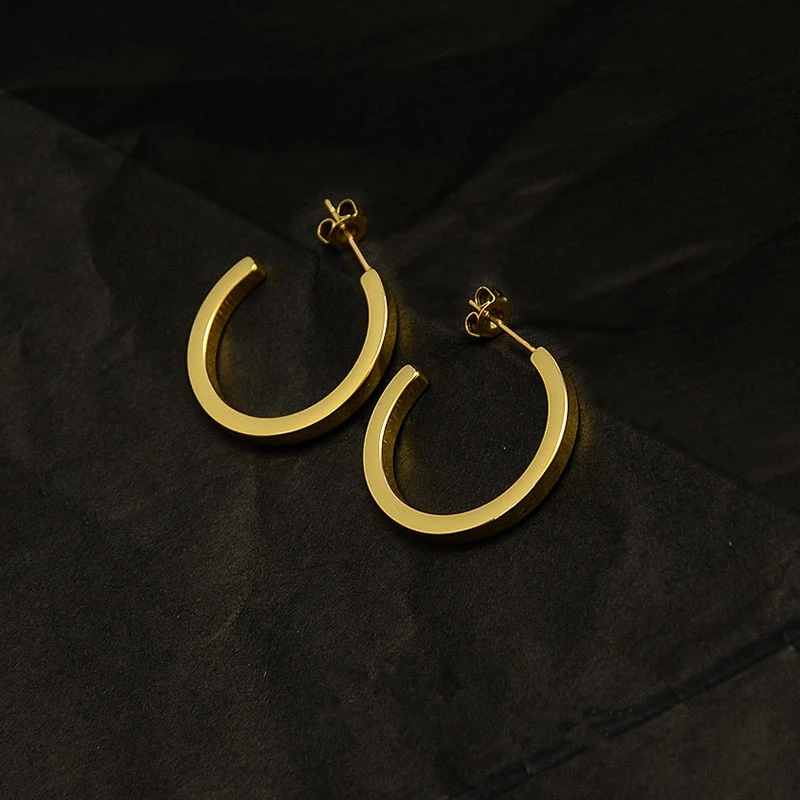 

TOSOKO Stainless Steel Jewelry C Type Open And Versatile Atmospheric Earrings For Women BSF283