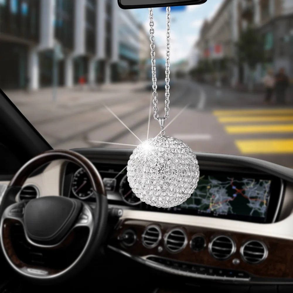 Большой размер Bling искристый Алмазный кристалл шар автомобиль кулон креативный авто украшение автомобиля заднего вида зеркальный орнамент висячие украшения