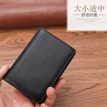 Mens Lychee Pattern Head Layer Cowhide Card Case Business Card Holder