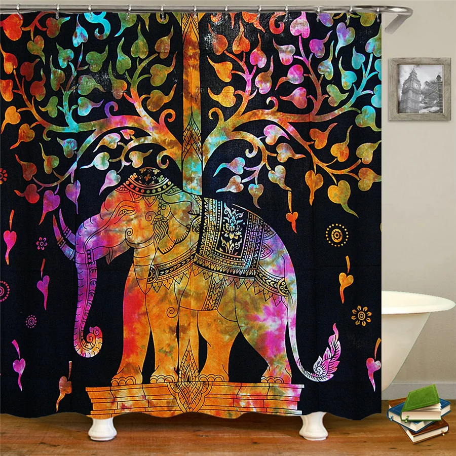 

Elephant Colorful Shower Curtains Waterproof Color Bathroom Curtain Polyester Fabric Home Decor Bathtub Bath Screen 180x180cm