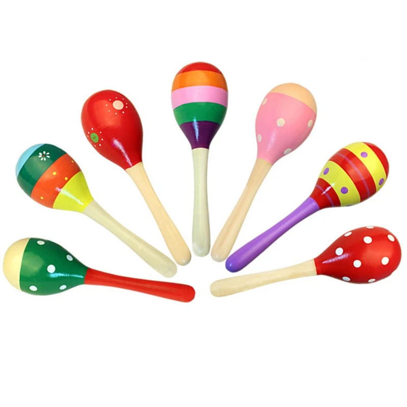 1PC Baby Kid Wooden Ball Toy 19CM Sand Hammer Rattle Musical Instrument Early Educational Toys Random Color | Игрушки и хобби
