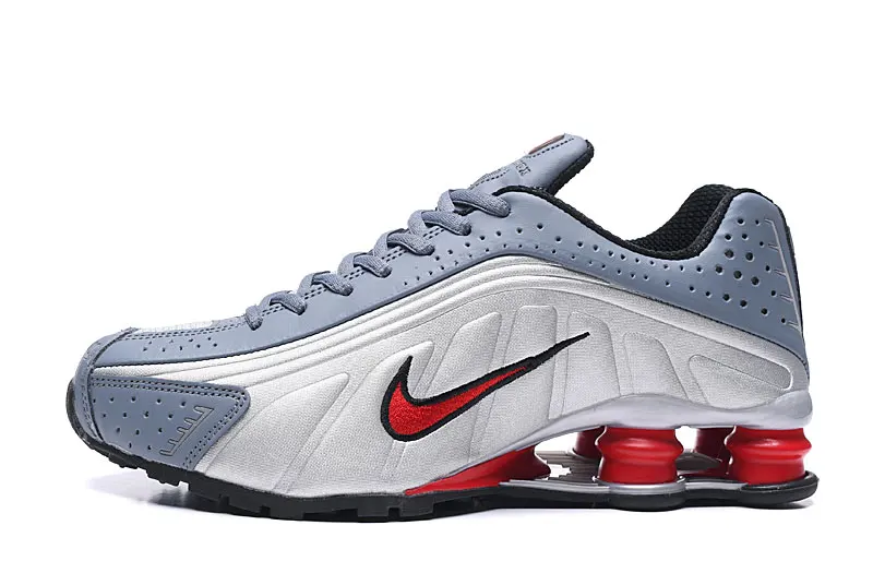 

Original SHOX R4 Grey Gold Sport Shoes For Men Air Column R4-26 Sneakers Women Colorful Waterproof Marathon Running Shose