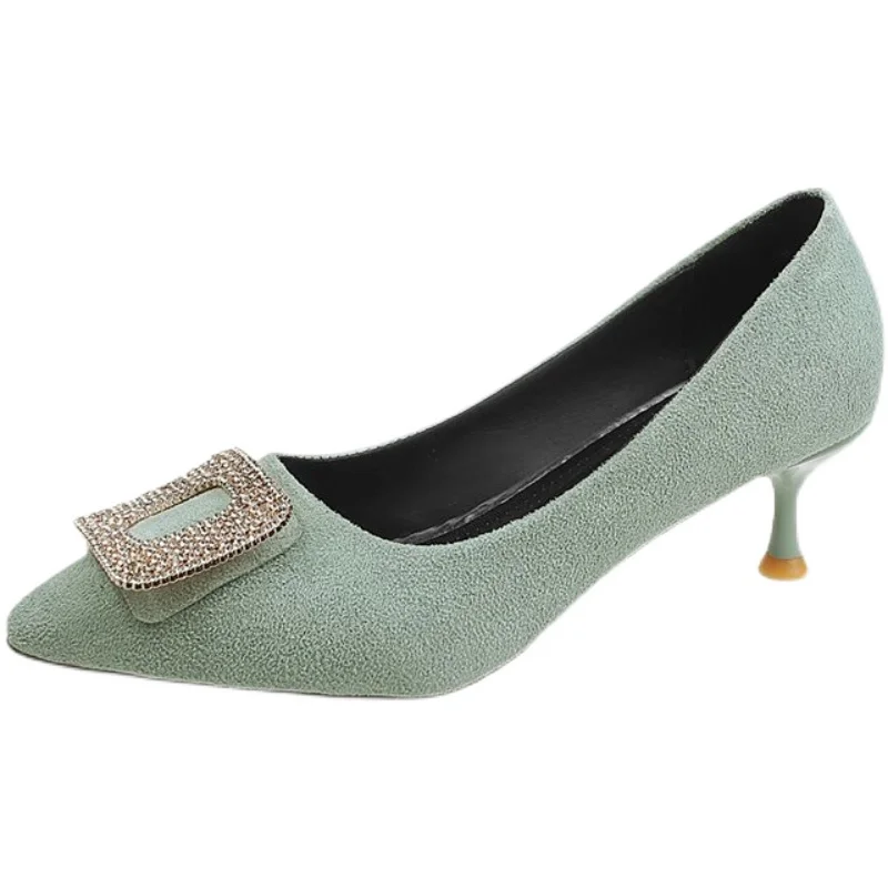 

Cat Heels Sandals Elastic Band Female Shoe 2021 Women's Shallow Mouth Stiletto Slip-on Pointed Girls Fashion Office Clear New H