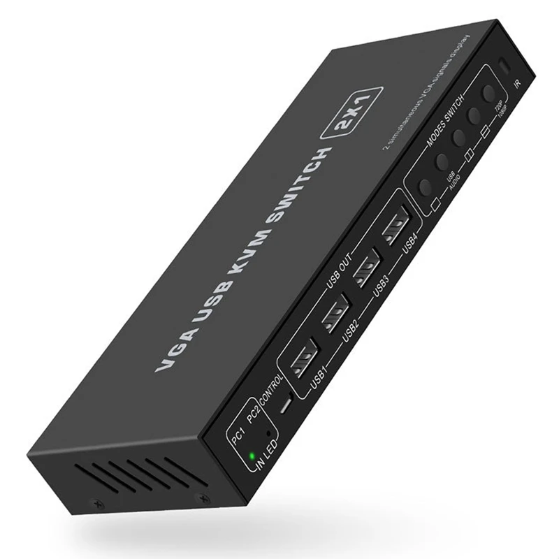 HD VGA KVM переключатель 2x1 с пультом дистанционного управления функция