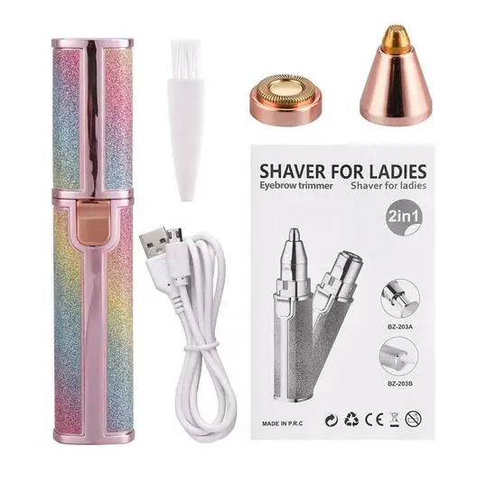 

2 In 1 Eye Brow Epilator Shaver Razors Makeup Painless Electric Eyebrow Trimmer Mini Portable Facial Hair Remover For Women