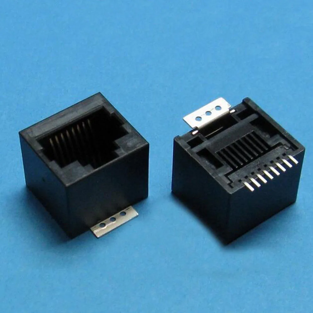 5 шт. гнездовая розетка RJ45 для сети SMT на 180 градусов по вертикали|Коннекторы и