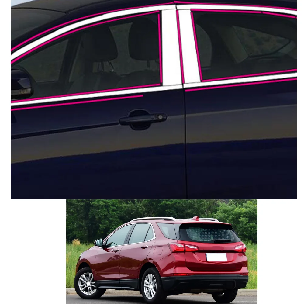 

For Chevrolet Equinox Third GE 2017 2018 2019 2020 2021 Car Sticker Garnish Pillar Window Middle Strip Trim Frame Hoods Parts