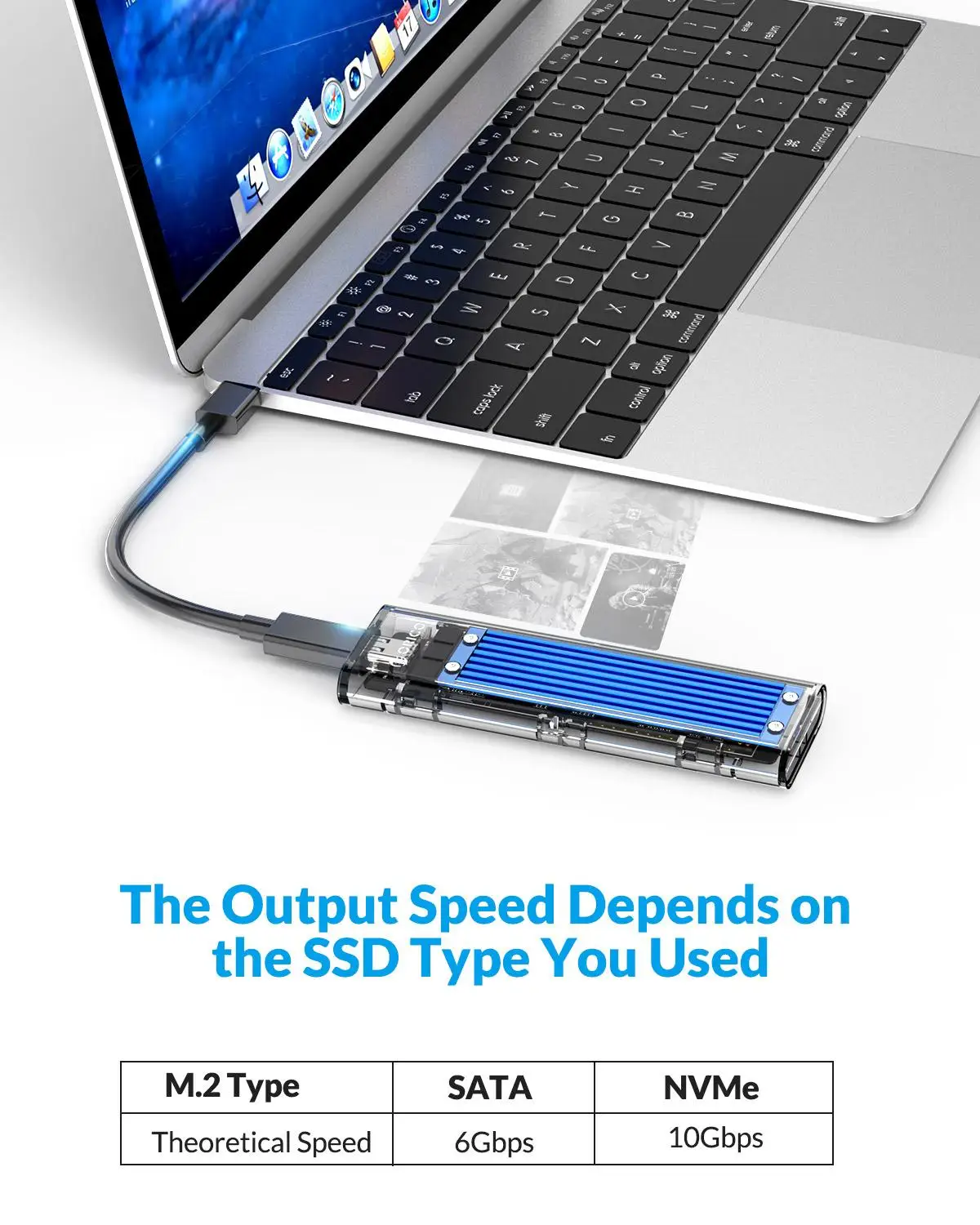 Корпус жесткого диска ORICO M.2 двухпротокольный SSD-чехол для M2 NVME NGFF SATA PCIE M Key B + USB C 10