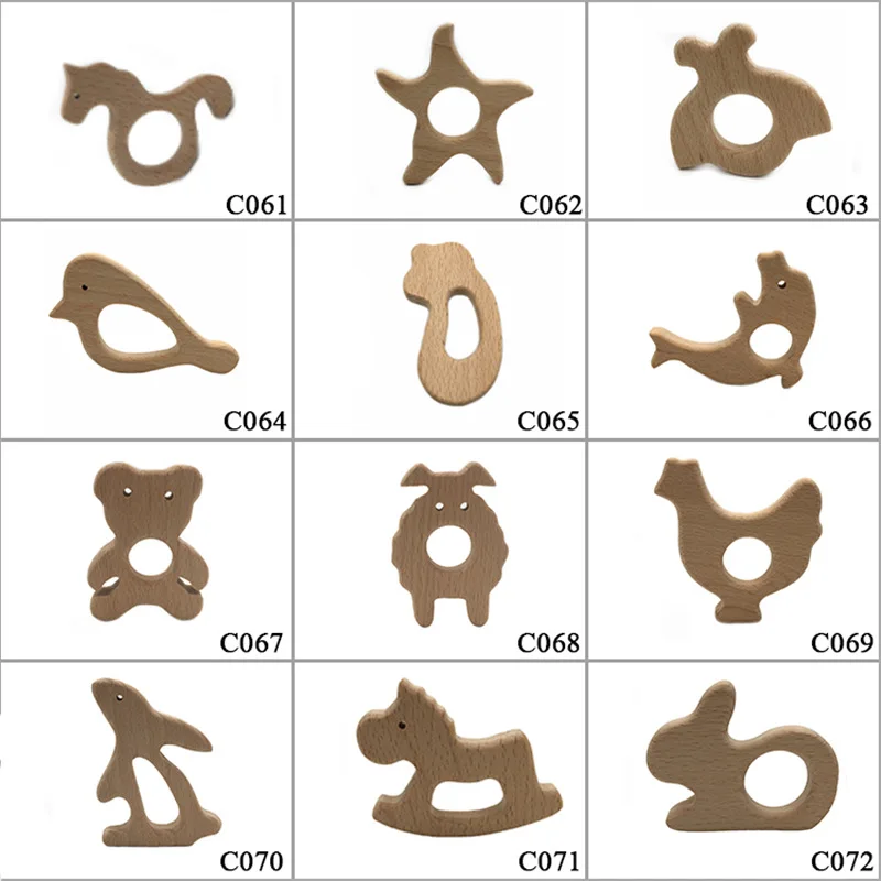 3 unids/set beb&eacute; dentici&oacute;n juguetes libres de bisfenol A de madera de haya de suavizado mordedor de madera para los dientes reci&eacute;n nacido Nusring accesorios para el cuidado-0