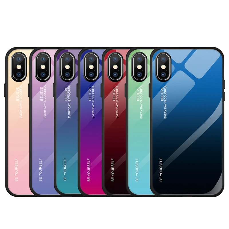 glass case for iphone 11 pro max 6 6s 8 7 plus x xs max gradient case for iphone 6s plus protective couqe for iphone xs max case free global shipping