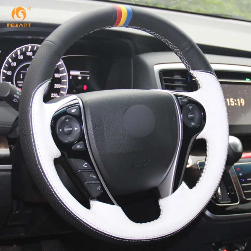 MEWANT Черный Белый Чехол рулевого колеса автомобиля из натуральной кожи для Honda Accord