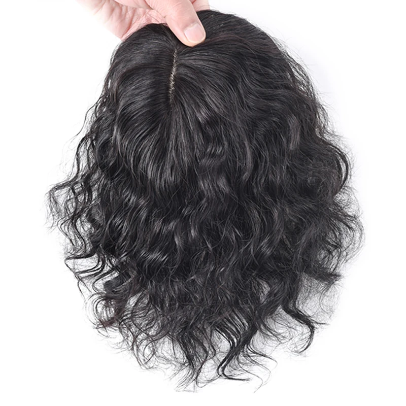 8 inch Brazilian Human Non-remy Hair Black Brown Toupee Topper Hairpiece Curly Hair Replacement Clip In Hair Extension Daily wig