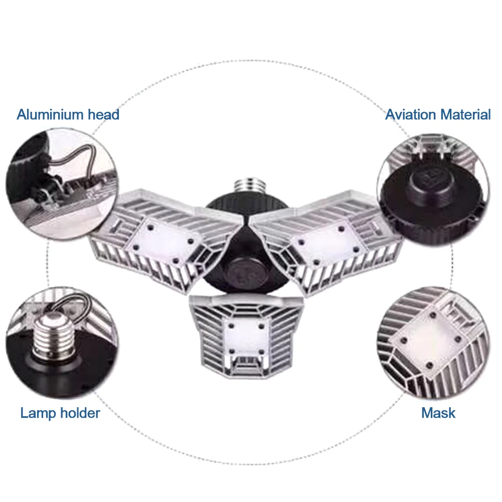 

Garage Light Adjustable Basement Waterproof Warehouse Led Deformable Workshop Station Barn Bright Industrial Foldable Ceiling