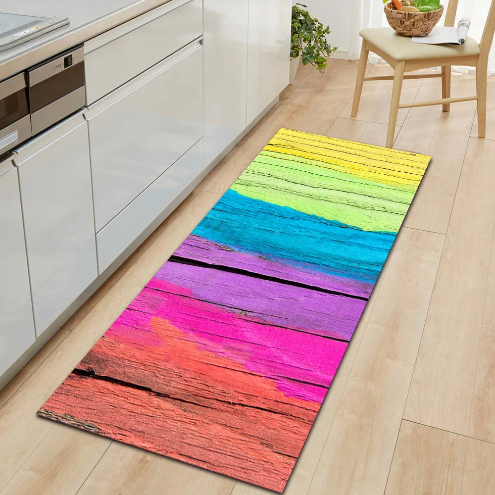 Горячая Стиль современные древесины Кухня Дверной Коврик Non-Slip прямоугольный