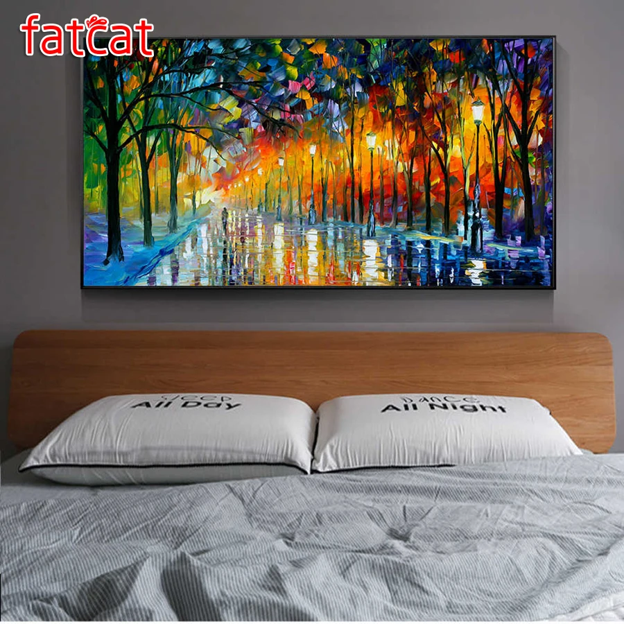 

FATCAT Abstract night scenery Large Diy Diamond Painting Full square round drill 5d Diamond Embroidery Mosaic Needlework AE1607