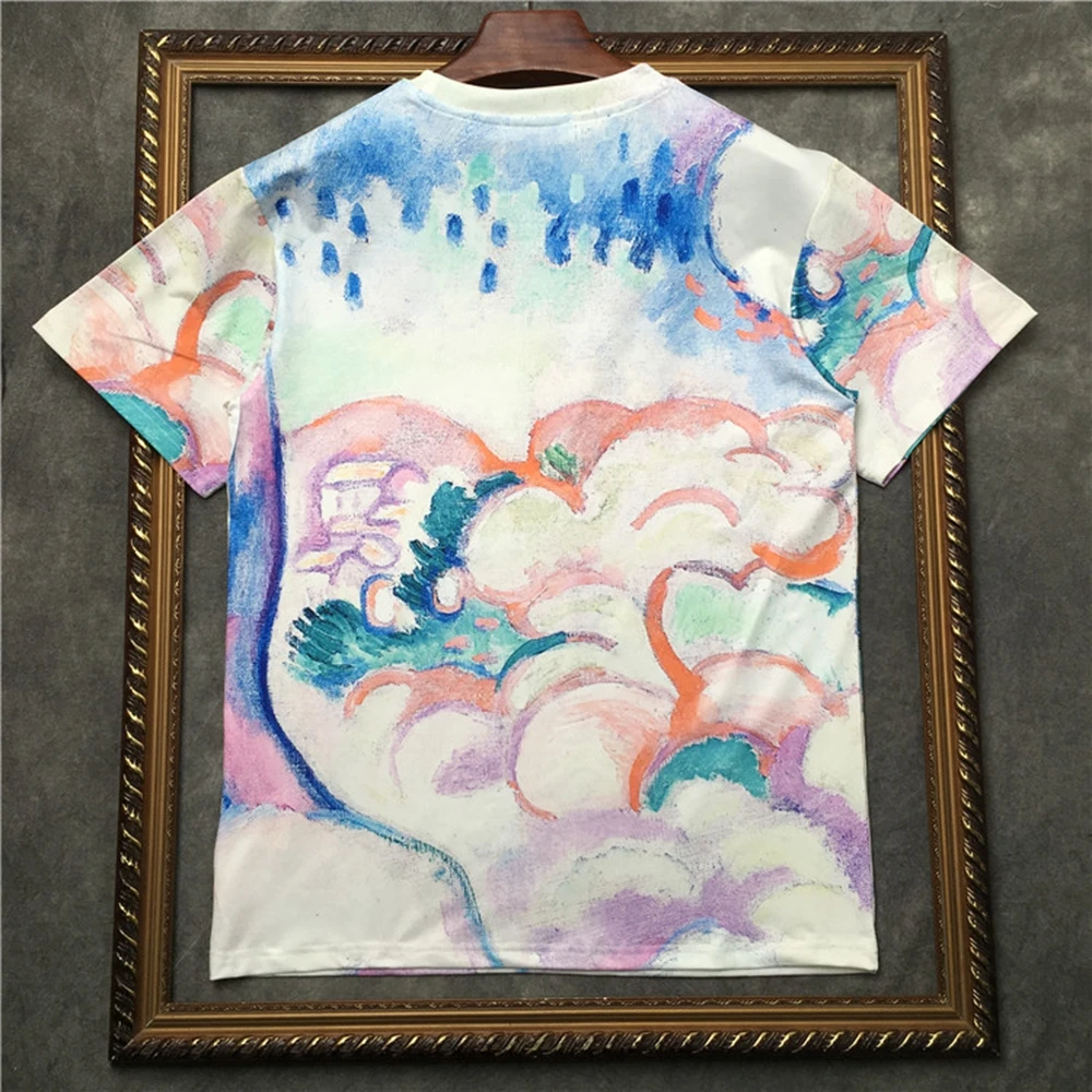 Футболка мужская marcelo barrett с коротким рукавом пейзаж масляная живопись уличная