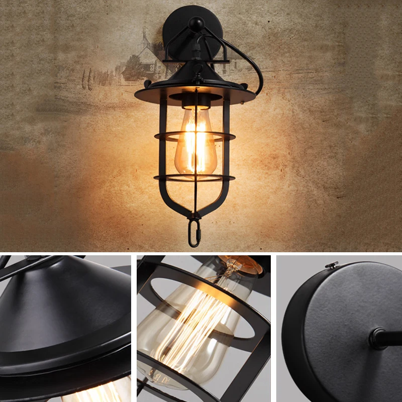 

Vintage Wall Lamp Industrial Led Wall Light Retro Antique Wandlamp Metal Wall Sconce Stairs Bar Cafe Bedroom Vanity Light E27