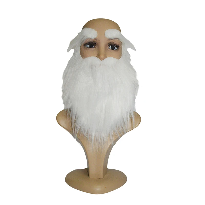

Party Performance Props Santa Claus White Beard White Eyebrows Set Hallowee