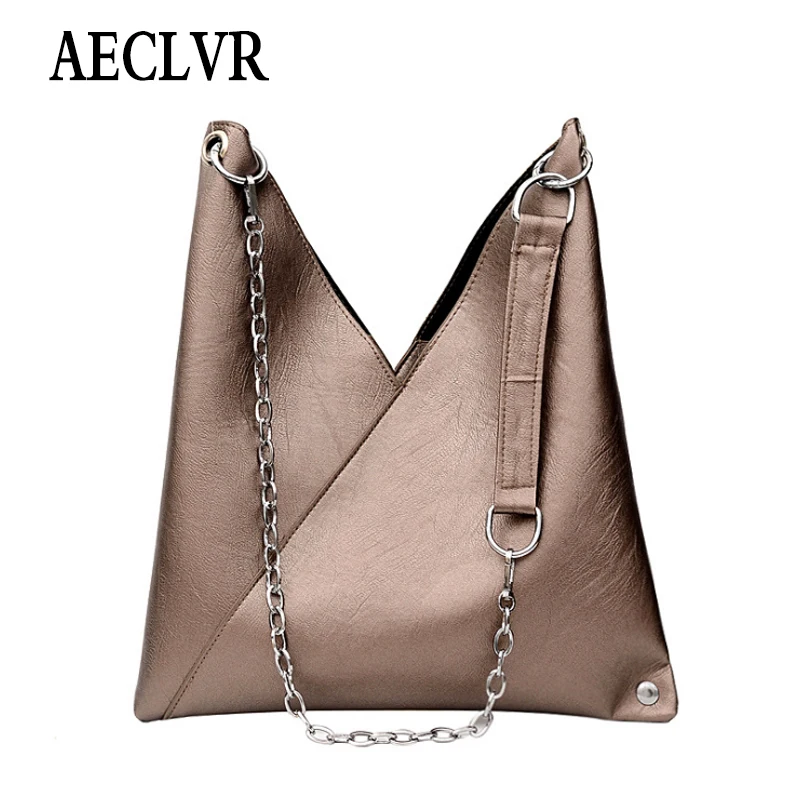 AECLVR одноцветные сумки мессенджеры из искусственной кожи с металлическим