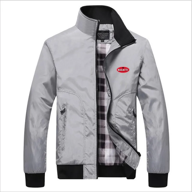 

2021 Men's Spring and Autumn Trend New BUGATTI CAR Logo Korean Slim Stand Collar Casual Fashion Handsome Jacket Top Men