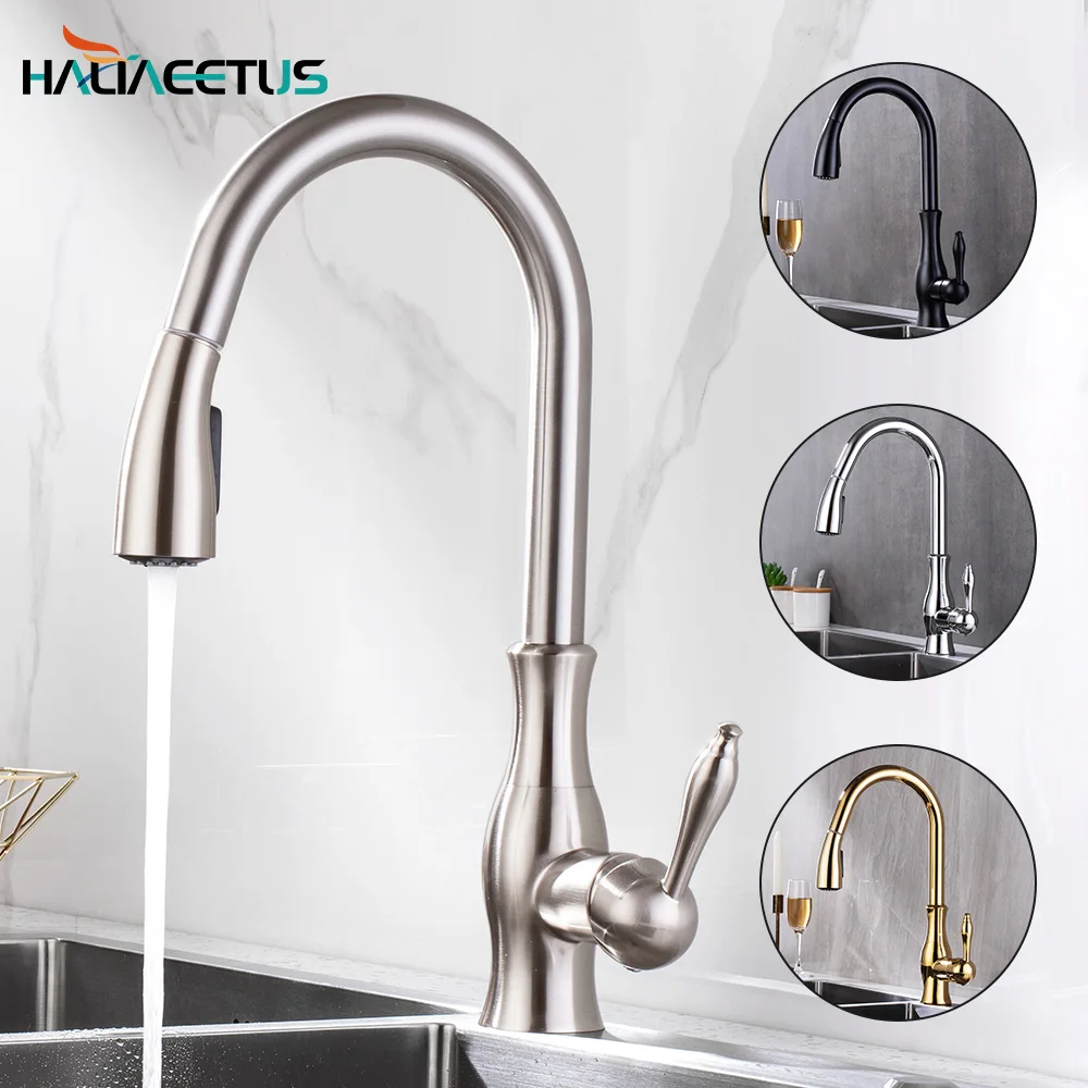 Выдвижной кухонный кран латунный распылитель хромированные кухонные краны