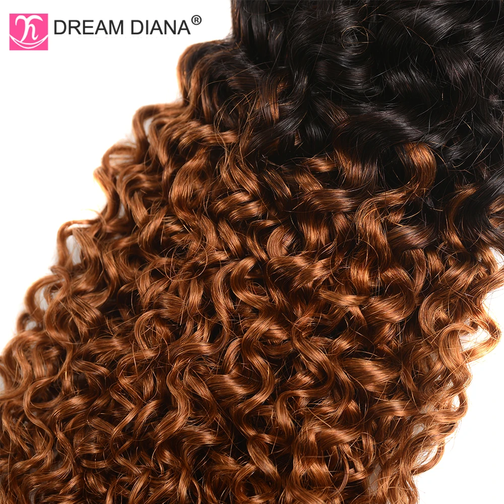 DreamDiana два оттенки Омбре бразильские пряди кудрявых волос T1B/30 Remy человеческие