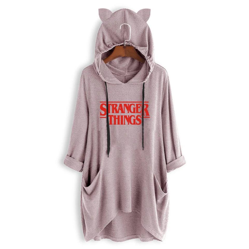 Свитшот женский с капюшоном и кошачьими ушками Модный пуловер в стиле очень