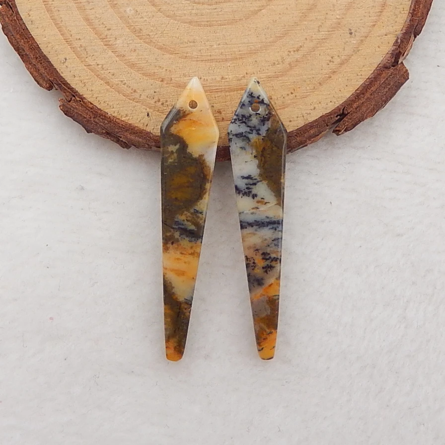 

Birthday gift,Natural Arborization Opal Gemstone Fashion woman Earrings,Semiprecious jewelry earring 41x8x4mm3.4g