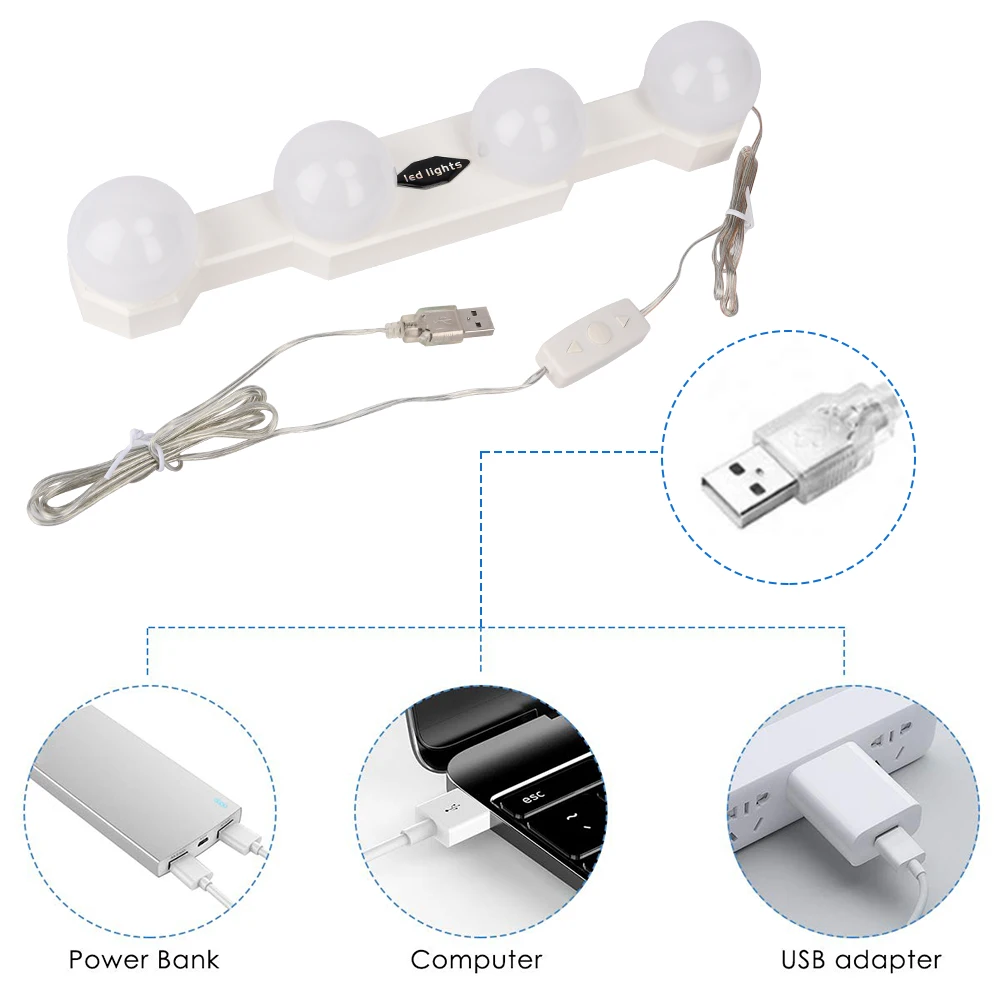 Светодиодный зеркальный светильник s с регулируемой яркостью USB | Лампы и
