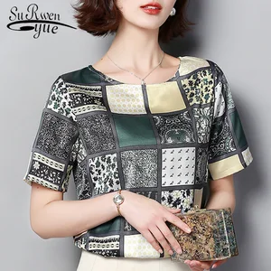 Модные женские блузки 2020 клетчатая шифоновая блузка с коротким рукавом женские Большие рубашки размеры Топы женские рубашки женские топы 3959 50