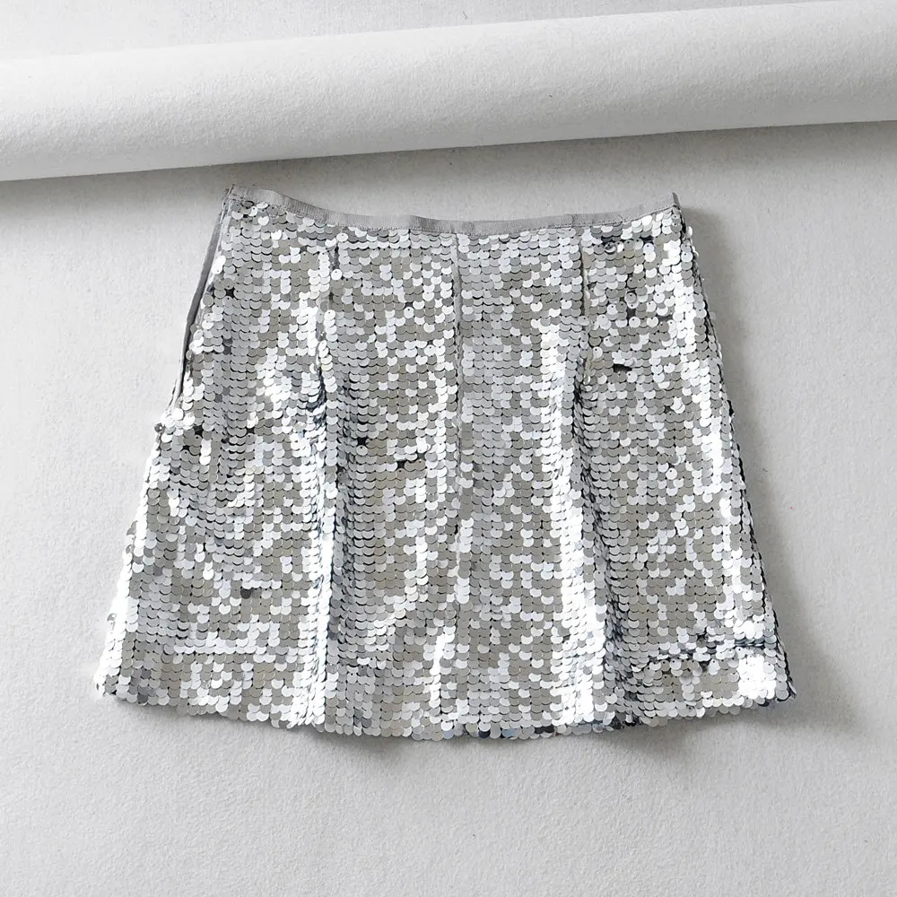 2019 женская сексуальная блестящая мини юбка с блестками боковой молнией а силуэт