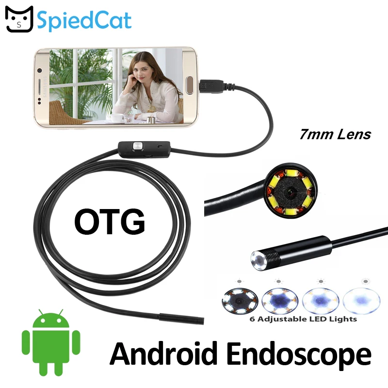 Кошечка мини 7 мм объектив 1 м 2 5 10 кабель Android OTG USB эндоскоп змеиная труба осмотр