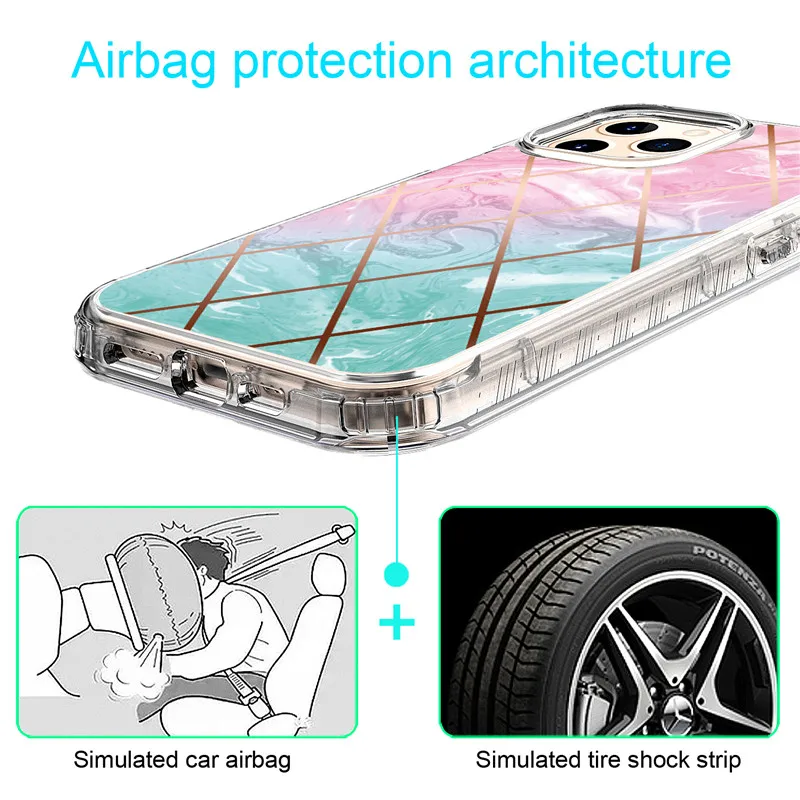 Защитный чехол для iPhone 12 Pro max 360 с геометрическим рисунком мрамор PC + TPU бампер