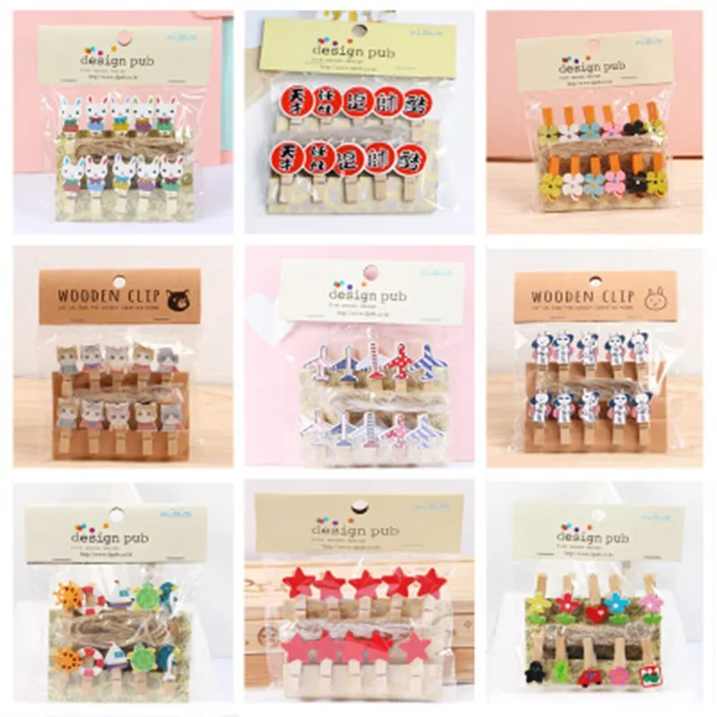 12/8/10 mini note paper clips for Christmas tree bear wood clip photo clips clothespin craft decoration clips