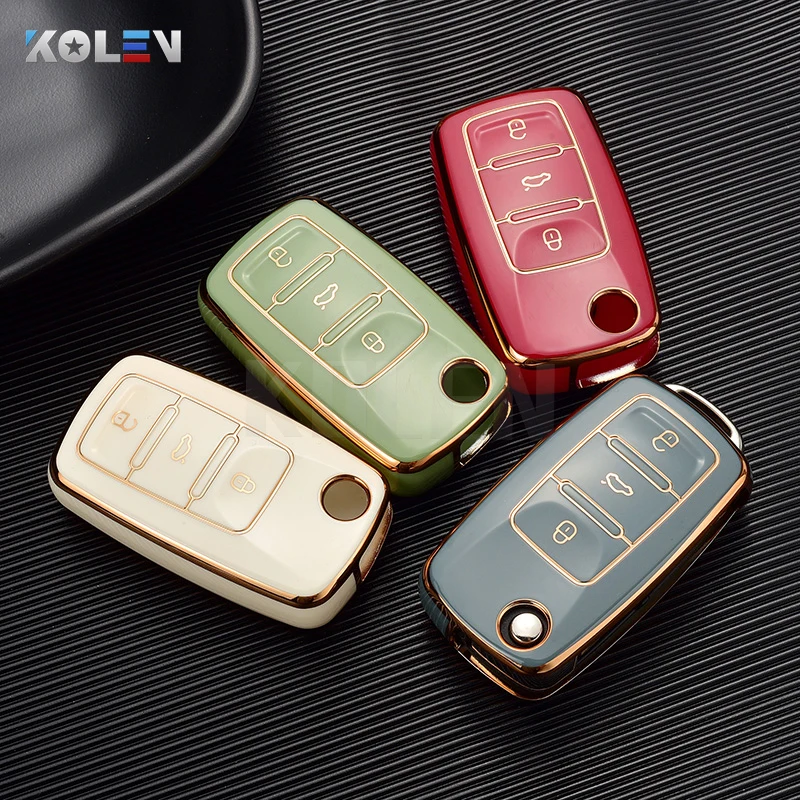 Чехол для автомобильного ключа чехол VW Volkswagen Golf Polo Tiguan Magotan Passat Seat Leon Altea Ateca Skoda Kodiaq