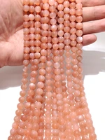 wholesale natural round gemstone orange moonstone beads loose spacer for jewelry making diy necklace bracelet 15 6 8 10mm