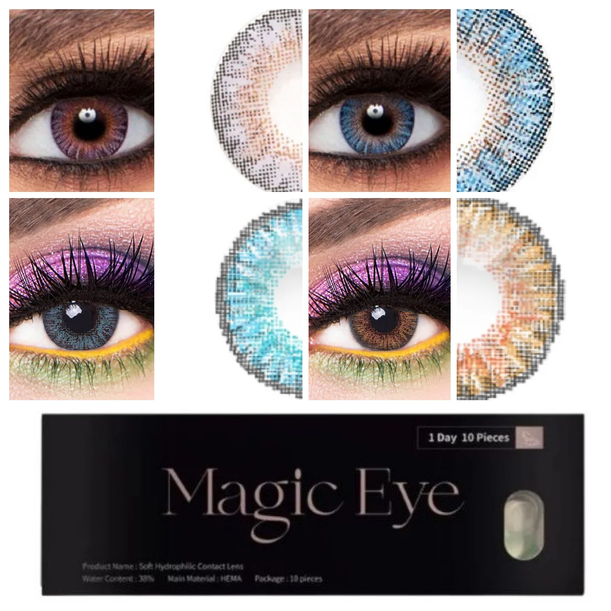 

10piece/5pairs Oneday one pair of eyes are natural colored contact lenses multi-colored contact lenses, soft and beautiful eye m
