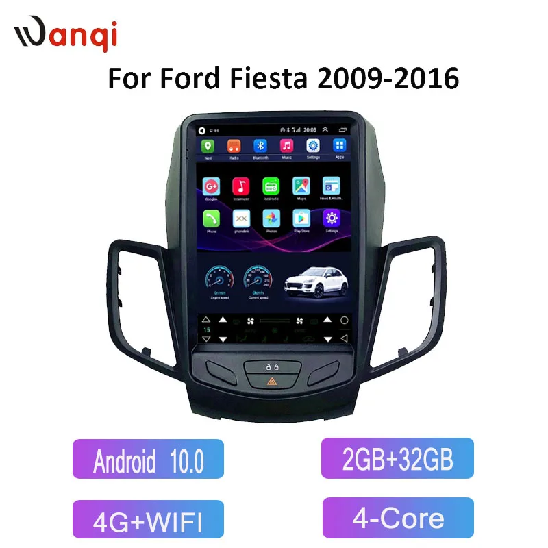 

9.7" tesla style screen Android 10.0 Car GPS Player For ford FIESTA 2009-2016 Car Radio Stereo Head Unit Navigation no dvd 2 din