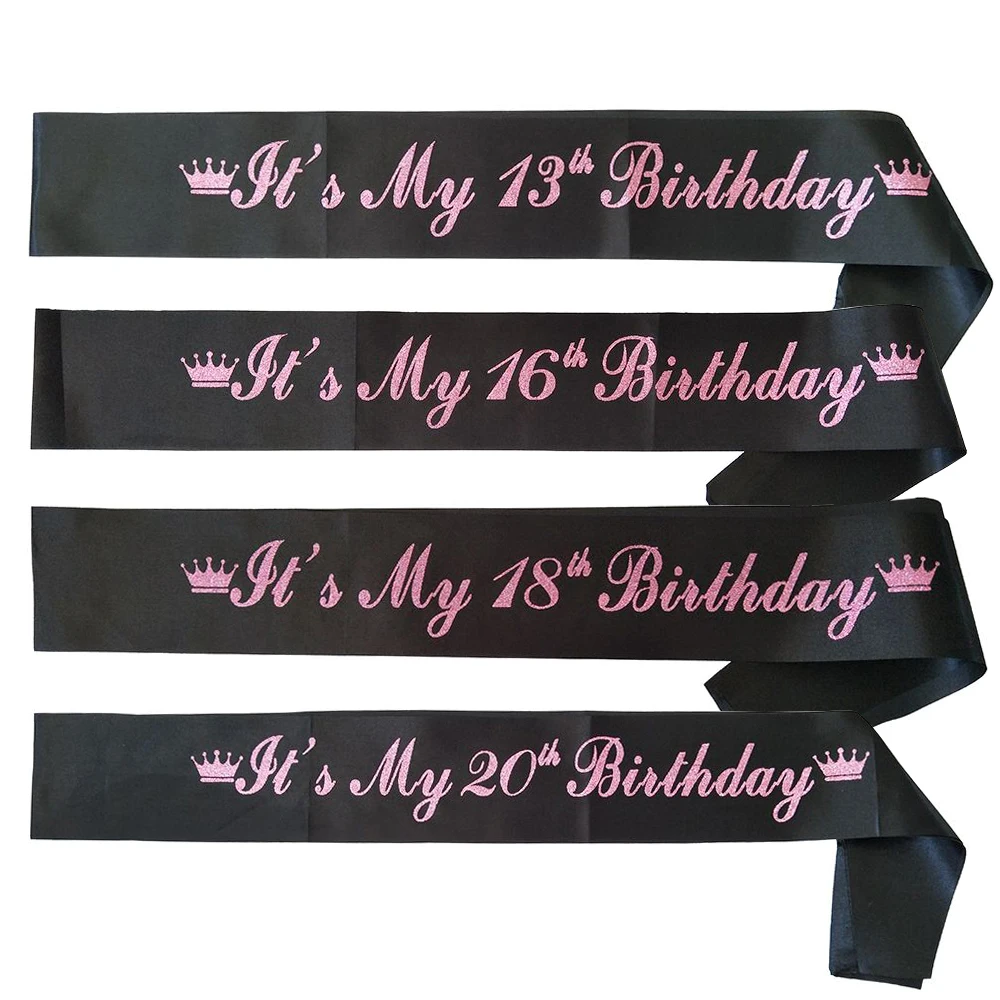 Атласные ленты для девочек Its My 13th 16th 18th 20st лента дня рождения черные розовые 13 16 18