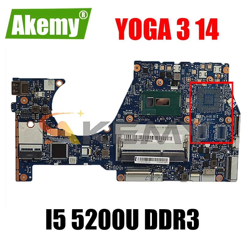 

Akemy BTUU1 NM-A381 Motherboard For Lenovo YOGA 3 14 YOGA3 14 Laptop Motherboard CPU I5 5200U DDR3 100% Test