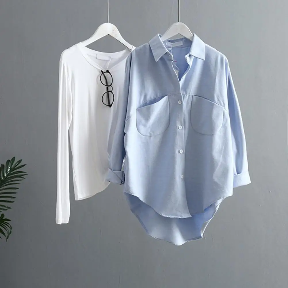 

Spring Chiffon Shirt Women Top Blouses Long-sleeve Shirt Durable Easy-using Comfortable Over-sized Women Tops for Outdoor
