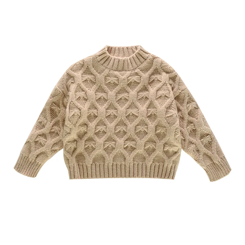 

Hot Sale 3-7 Years Old Children Knitted Wool Sweater Winter Autumn Warm Girls Thicken Base Long Sleeve Pullover for Kids Tops