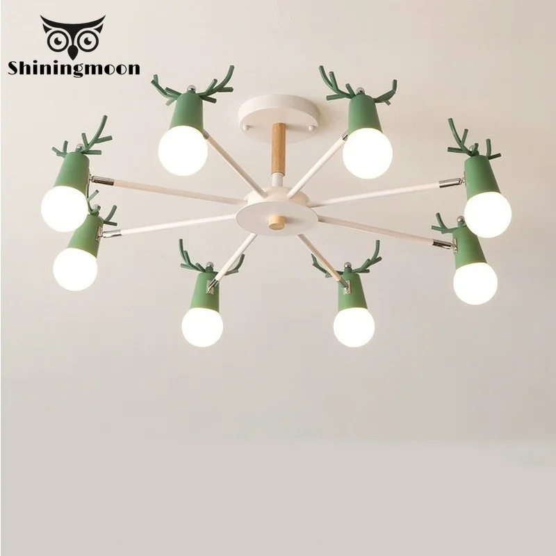 Современная люстра с рогами макарун скандинавский декор светодиодный