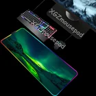 Коврики для мыши XGZ RGB Aurora Borealis, красивый пейзаж, многоразмерный Настольный коврик со светодиодной подсветкой