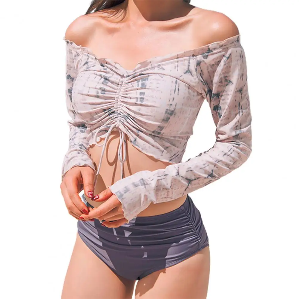 

Women's Swimming Suit 2021 Swimsuit Drawstring Quick Dry Polyester High Waist Bikini Swimsuit for Beach
