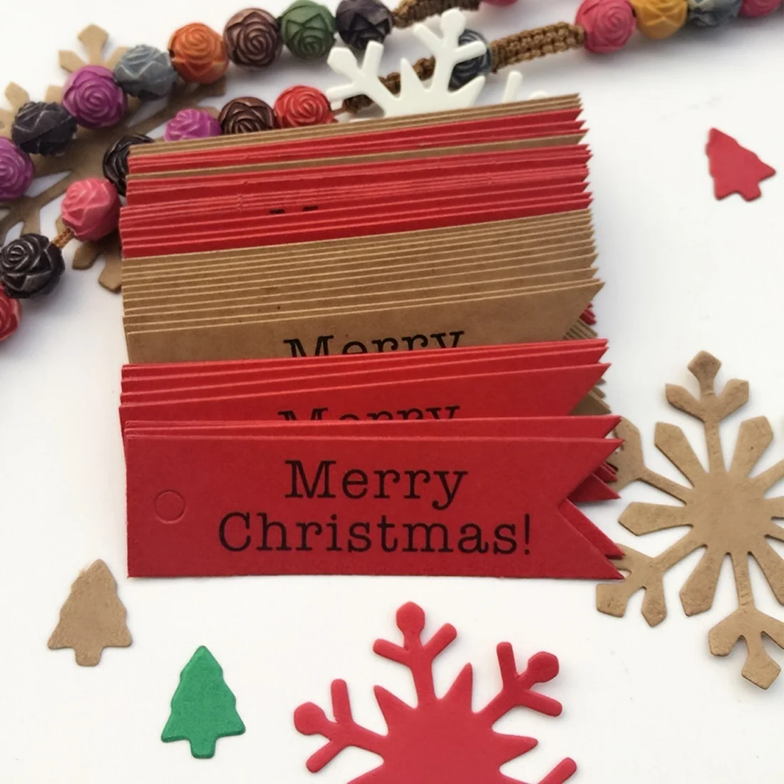 100 шт Счастливого Рождества Висячие бирки пакет простые этикетки рождественские