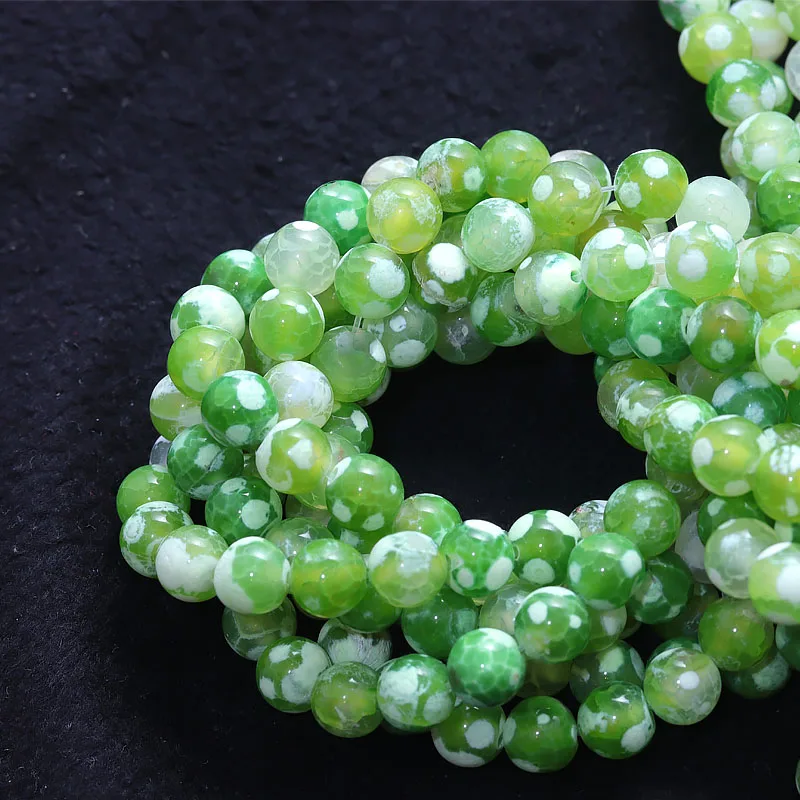 

60pcs/lot Natural Stone Beads Apple Green Fire Agate Beads For Jewelry Needlework Necklace Bracelet DIY Accessories 6/8/10mm