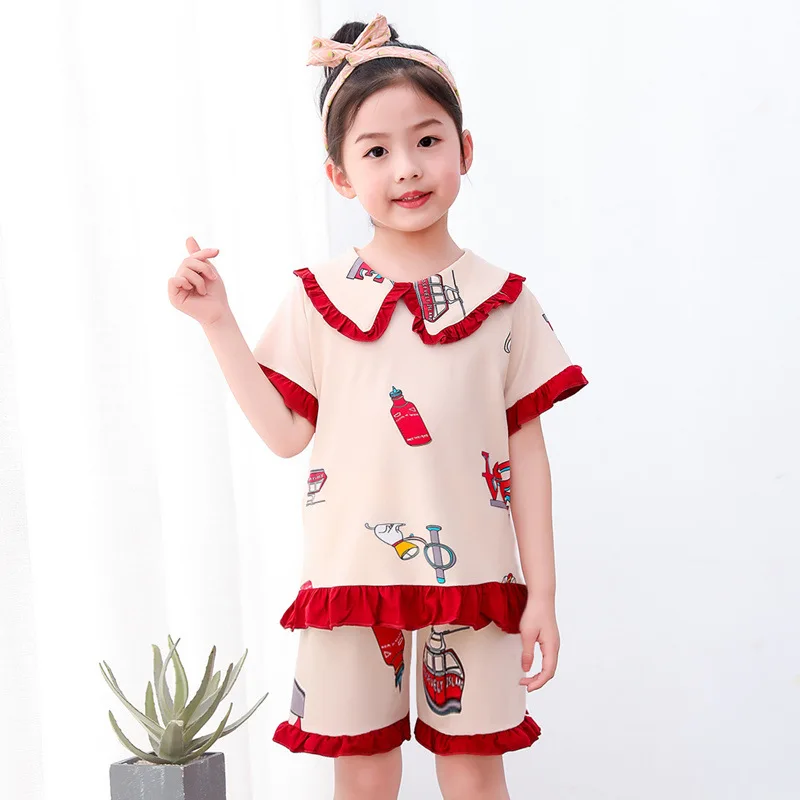 SIMISI/детский пижамный комплект с рисунком отложным воротником пижамы из