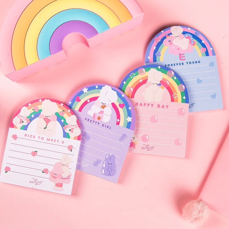 50 листов Kawaii Rainbow Rabbit блокнот для девочек ежедневный рукоделия липкий Эсколар