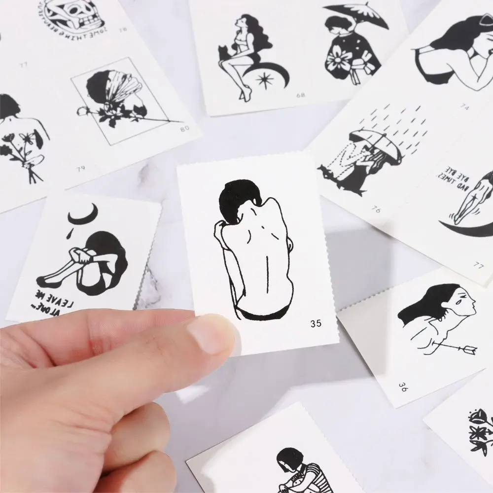 100 наборов наклеек на татуировки временного действия разных стилей для мужчин и женщин, водонепроницаемые, украшение тела для пар.